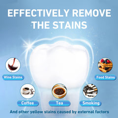 Close-up of whitening strips applied to upper teeth
