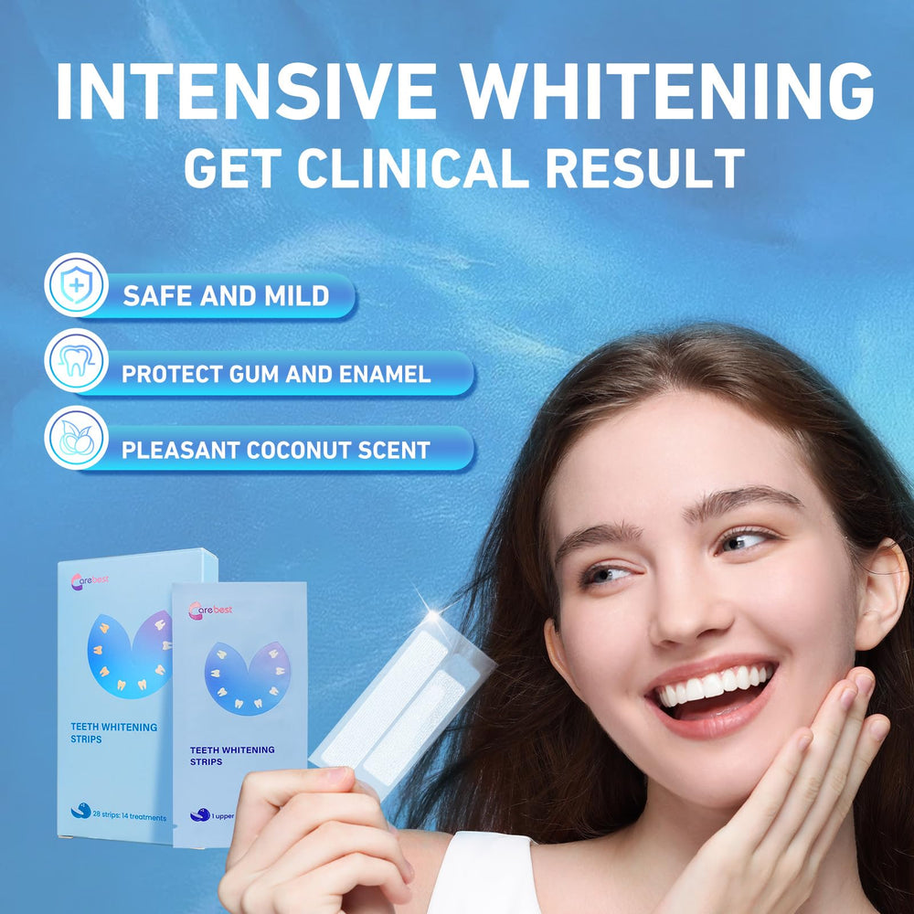Whitening strips with coconut oil and 6% hydrogen peroxide formula
