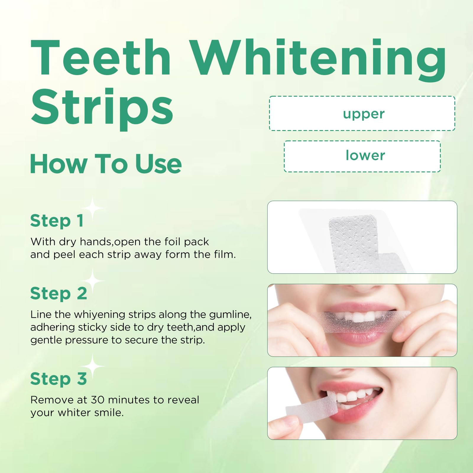 Before and after whitening with Carebest Strips