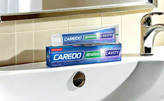 CAREDO 2-pack toothpaste display on shelf