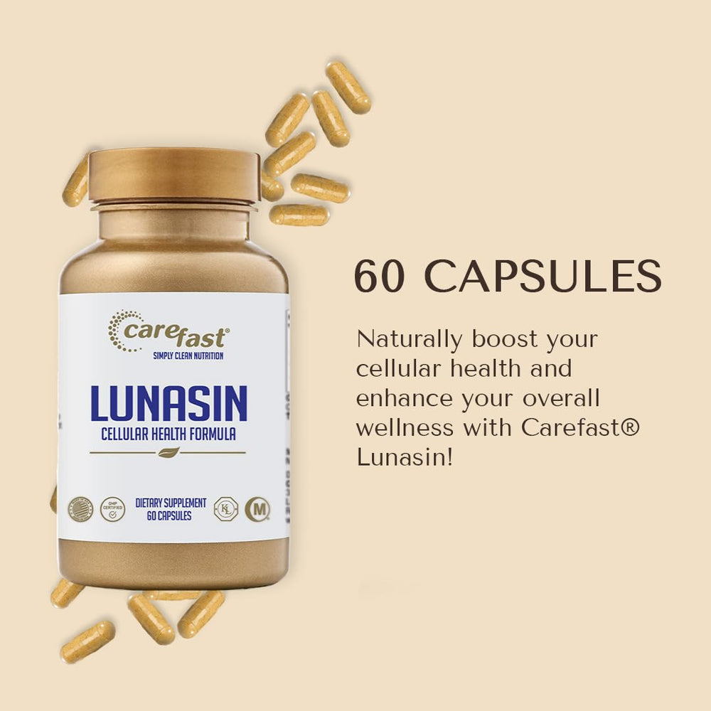 Close-up of Lunasin capsules and vegan-friendly packaging
