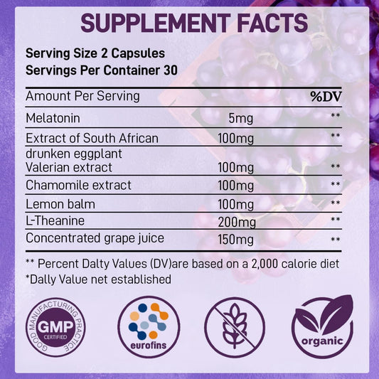 Close-up of grape-flavored melatonin gummy