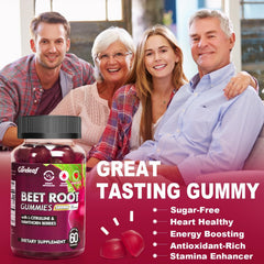 Close-up of peach-flavored beet root gummies