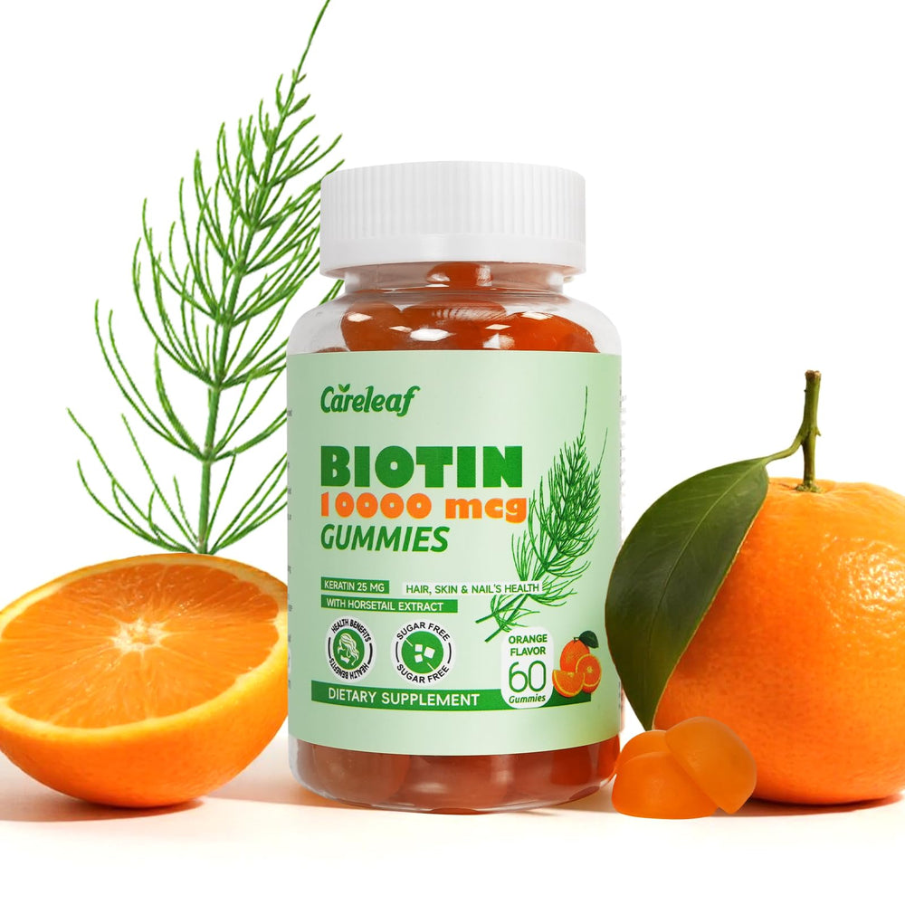 Careleaf Biotin Gummies bottle with 10000 mcg Biotin label