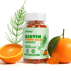Careleaf Biotin Gummies bottle with 10000 mcg Biotin label