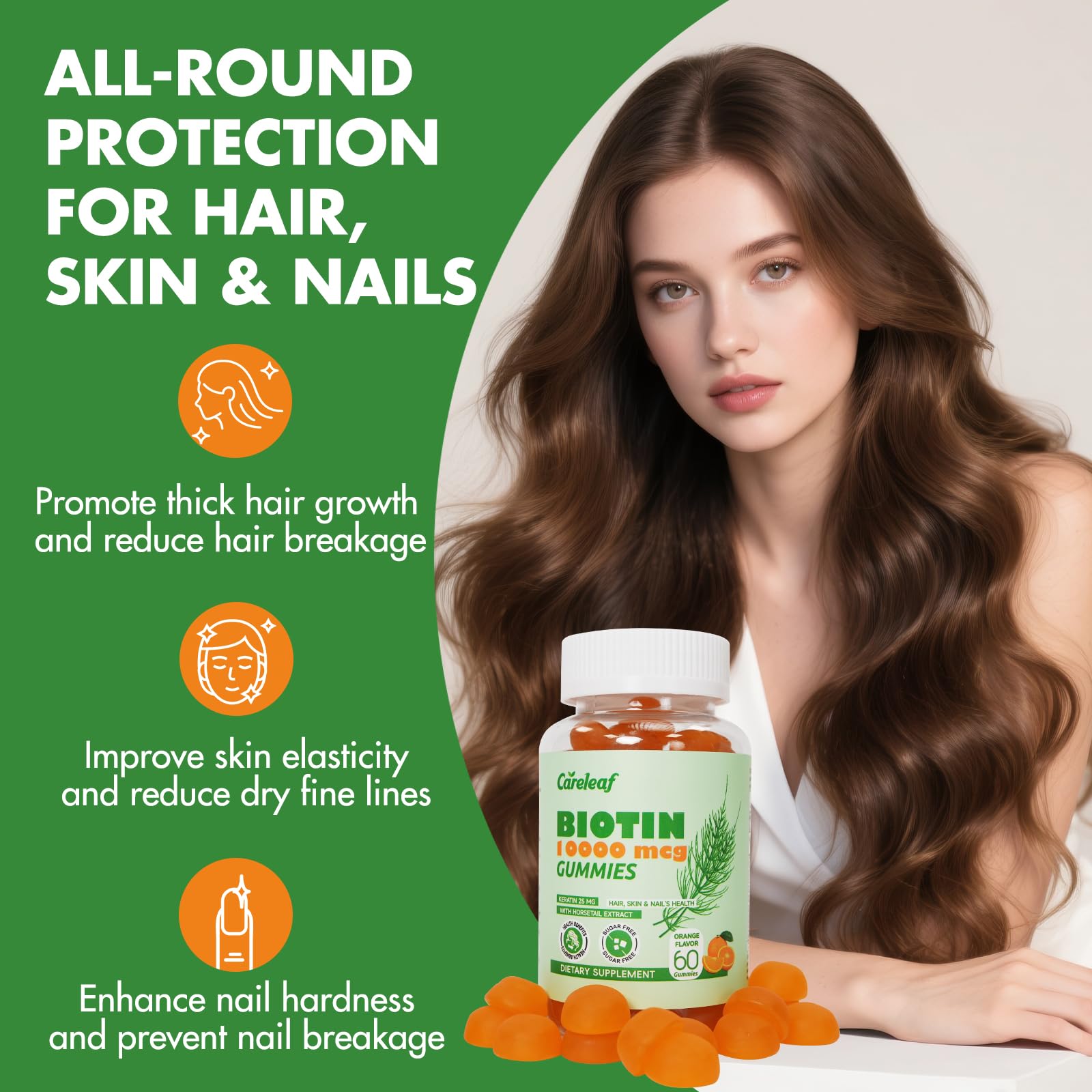 Nails and skin care icons representing beauty benefits