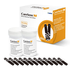 CareSens N test strips 100ct pack enables precise glucose monitoring with CareSens N family meters.