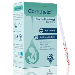 Carethetic breastmilk alcohol test strips packaging