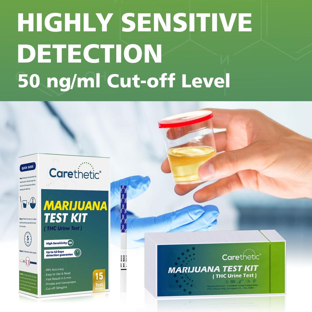 Thorough at-home THC test strips in packaging