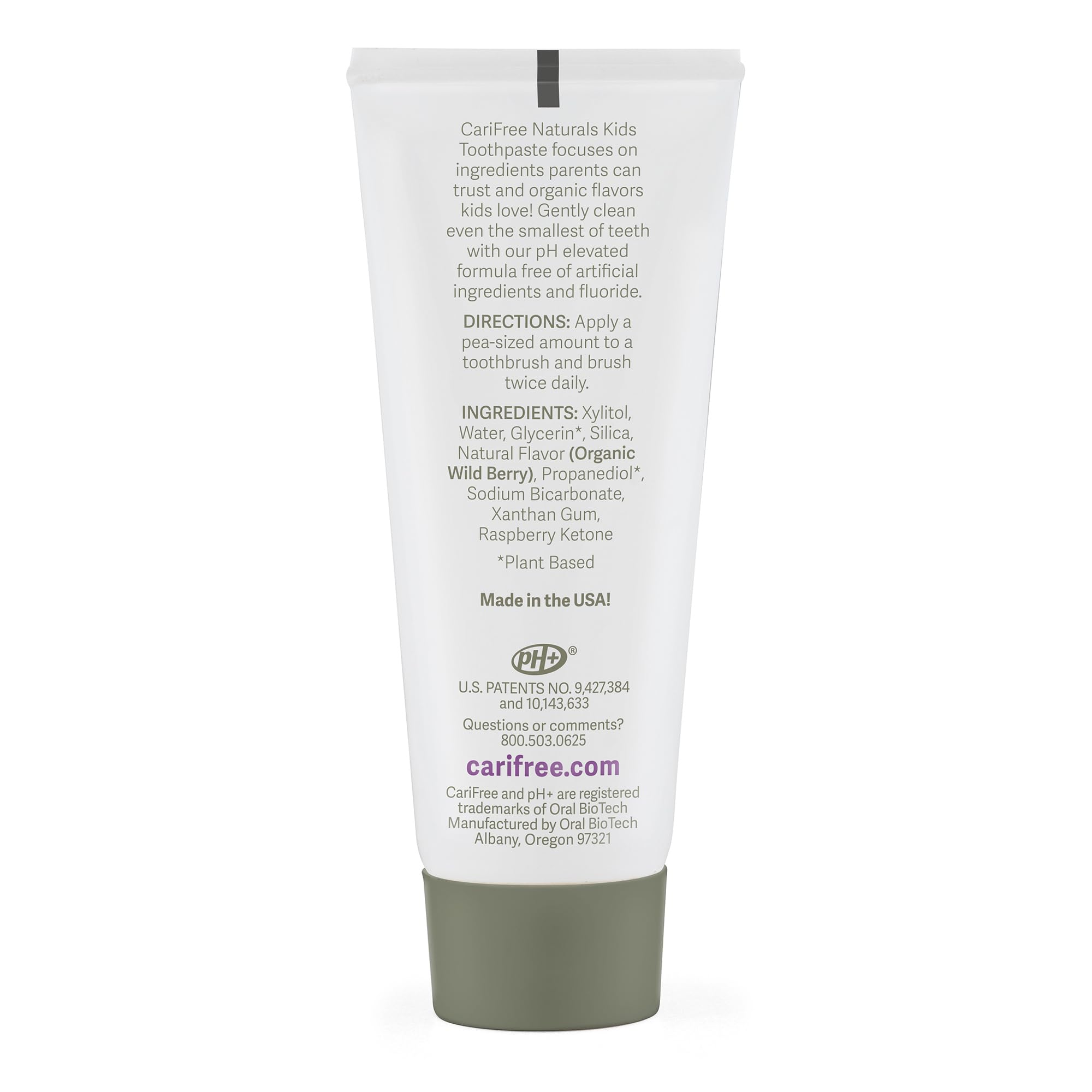 Close-up of CariFree Naturals Kids Toothpaste berry flavor