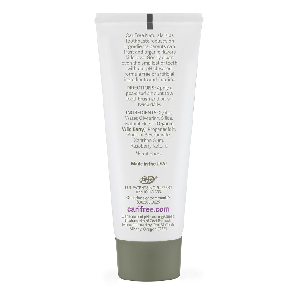 Close-up of CariFree Naturals Kids Toothpaste berry flavor
