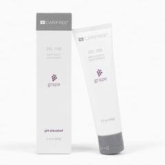 Close-up of CariFree Gel 1100 grape toothpaste tube