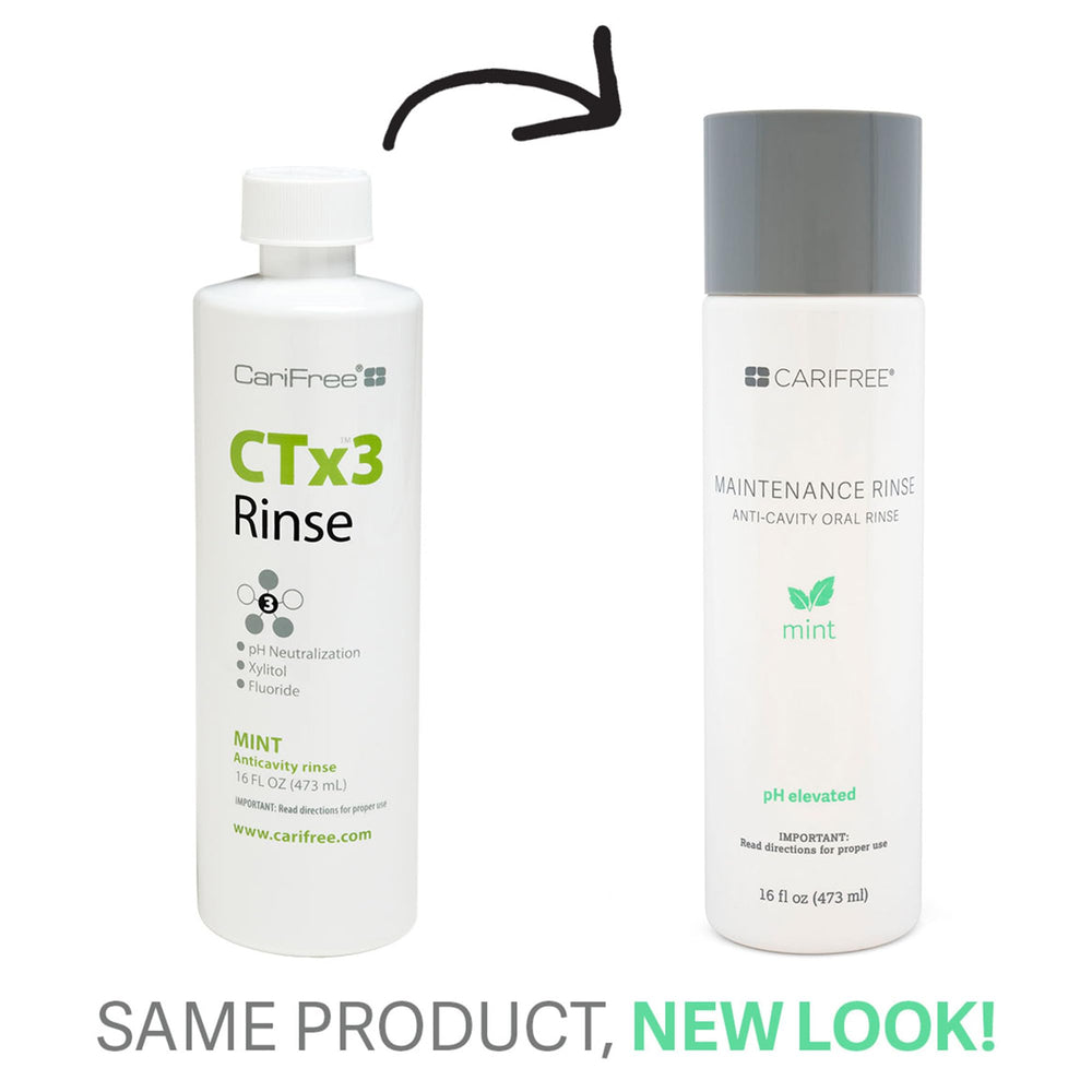 Alcohol-free label on CariFree Maintenance Rinse