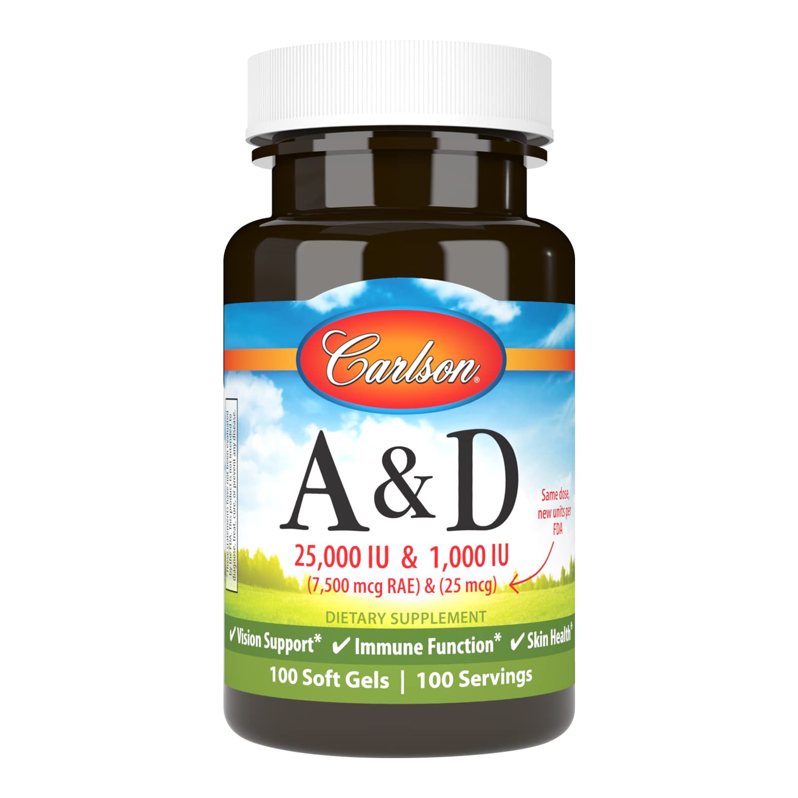 Carlson A & D softgels bottle front