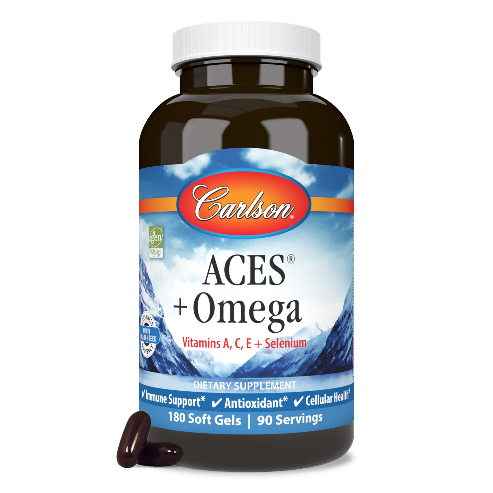 Supplement facts panel for Carlson ACES + Omega