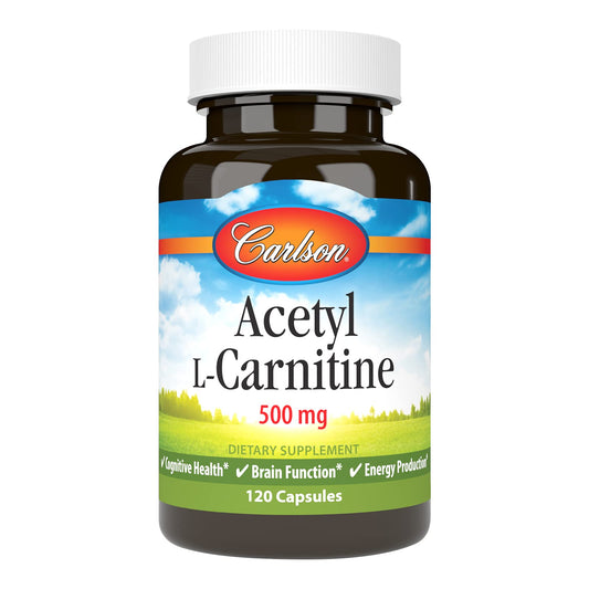 Carlson Acetyl L-Carnitine 500 mg bottle front label