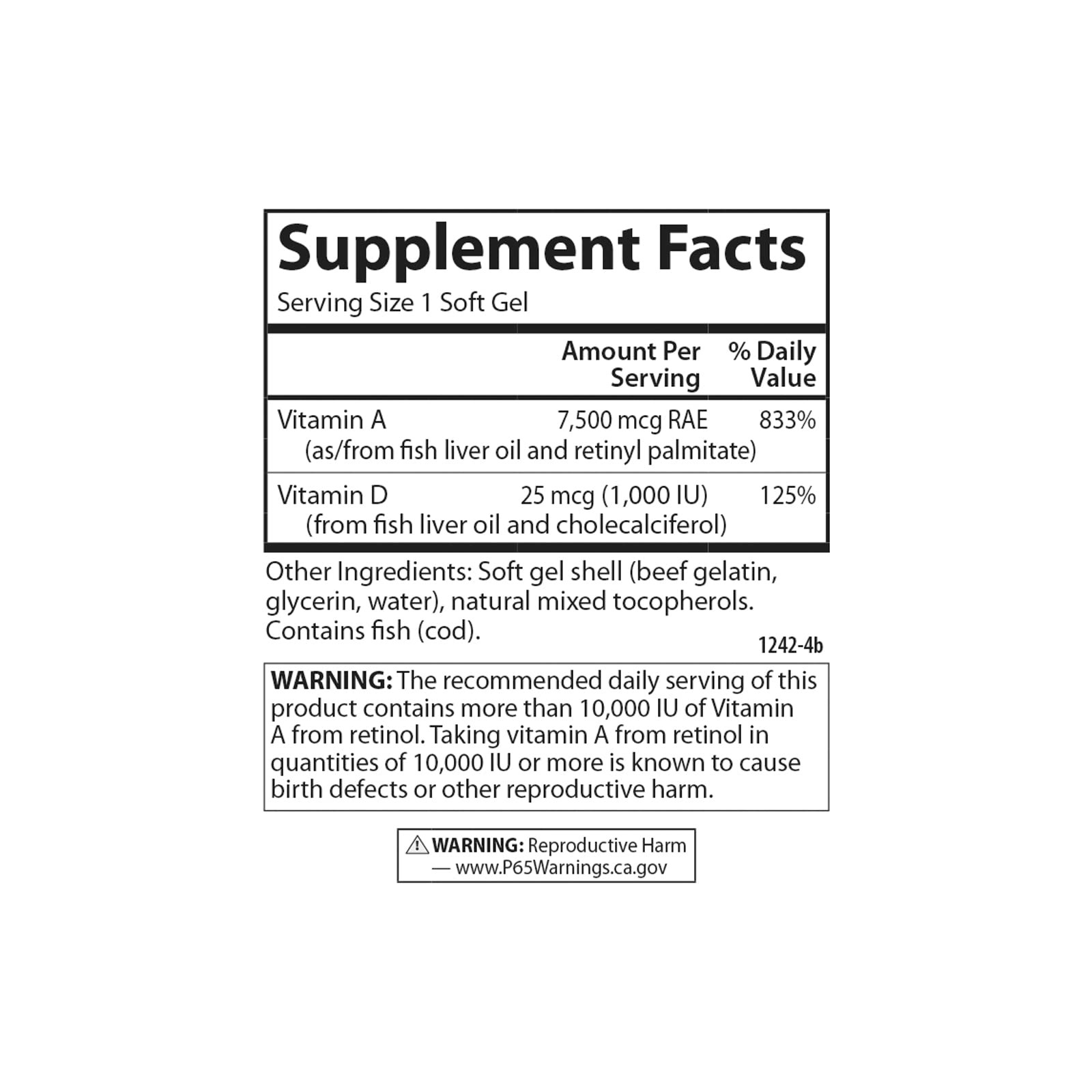 Softgels spilling from Carlson A&D bottle