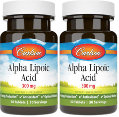 Carlson Alpha Lipoic Acid 300 mg bottle – front view