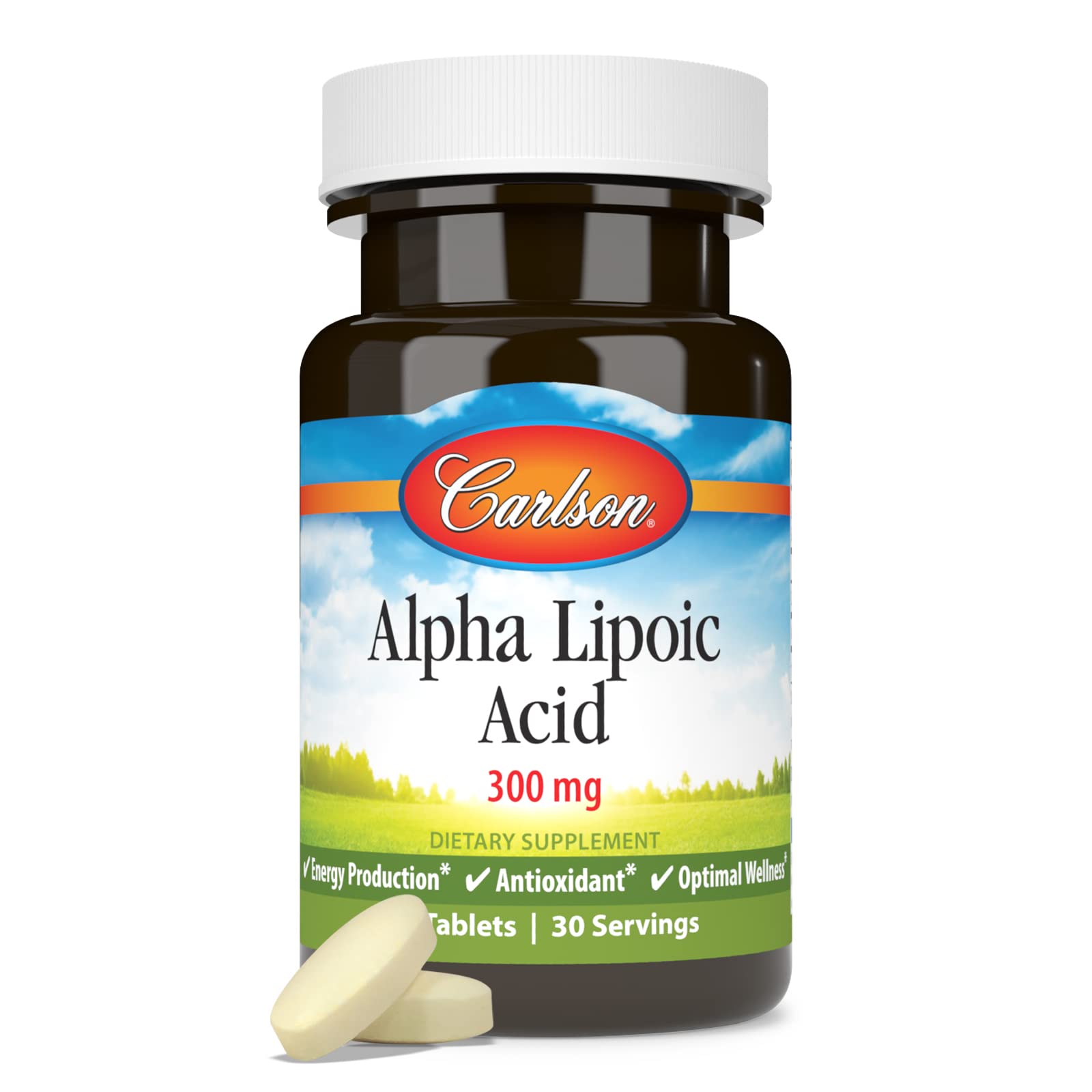 Packaging box for Carlson Alpha Lipoic Acid 300 mg 30 tablets