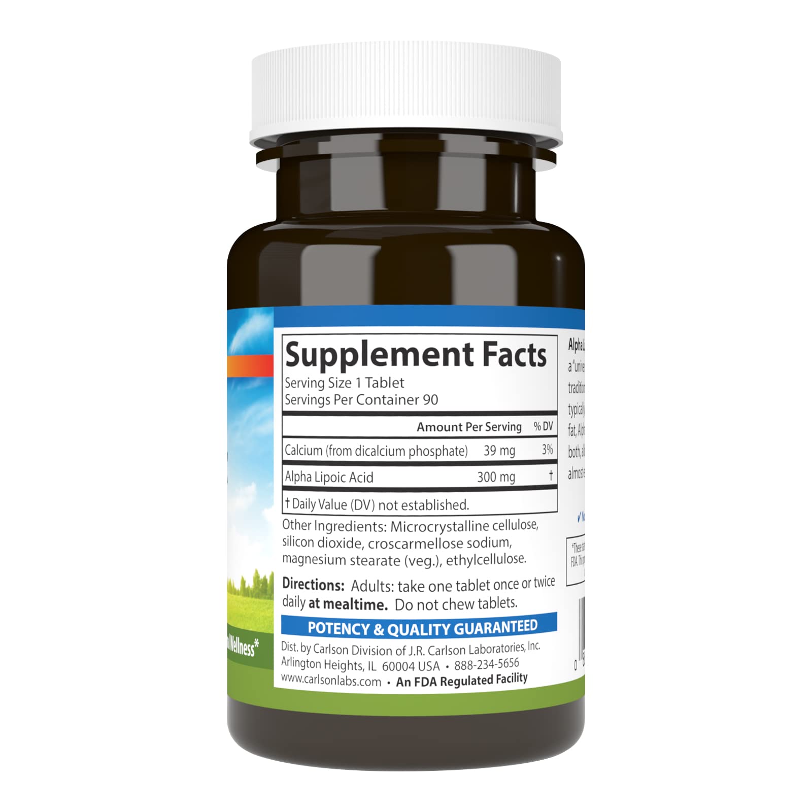 Front label detail showing 300 mg alpha lipoic acid