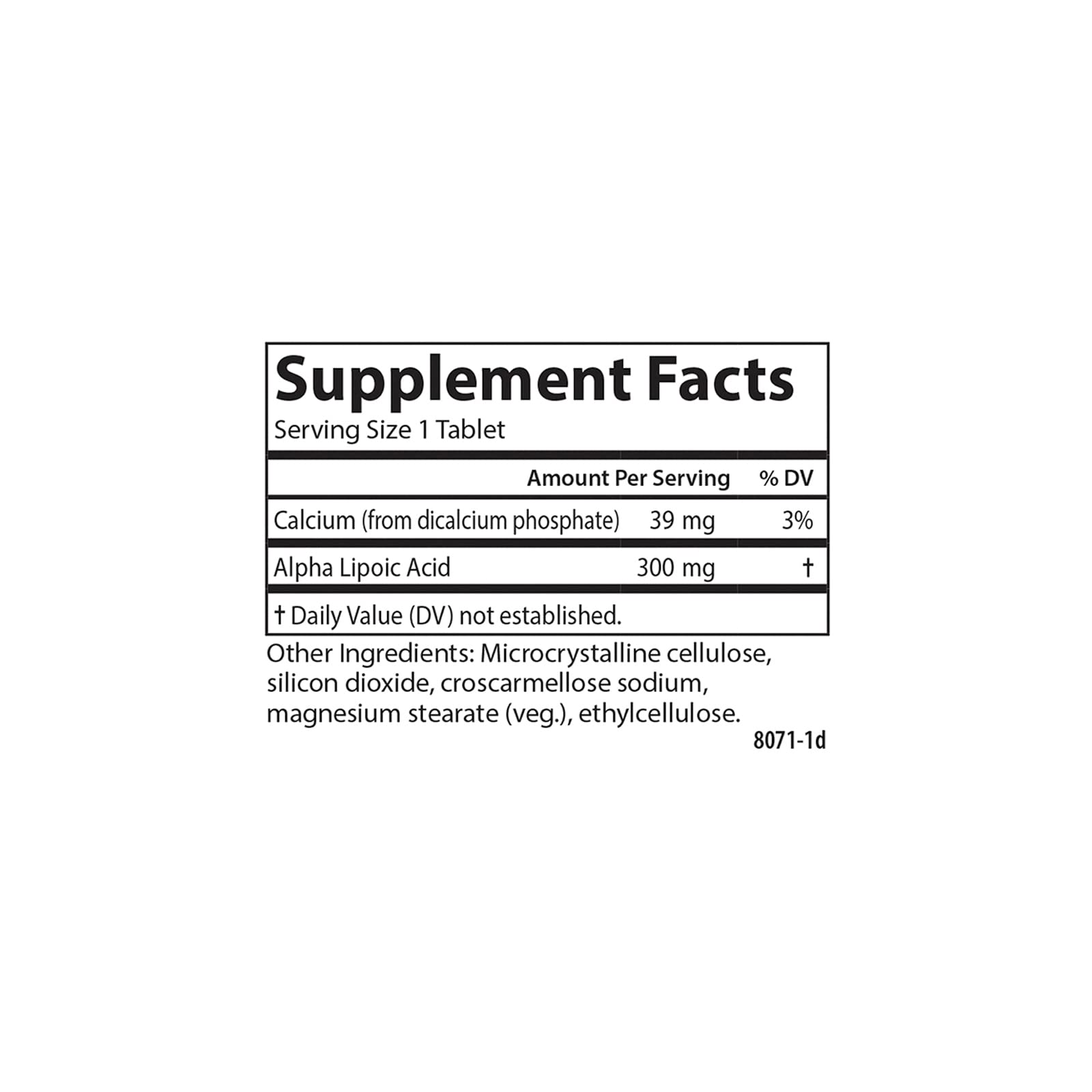 90 tablets inside Carlson Alpha Lipoic Acid bottle