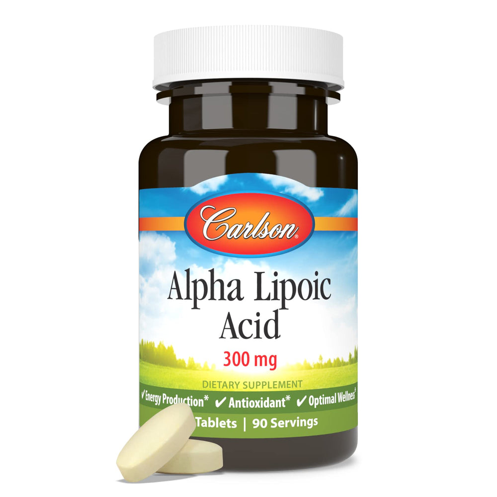 Side view of Carlson Alpha Lipoic Acid bottle