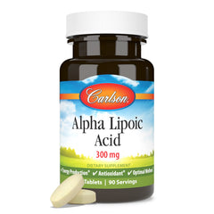 Side view of Carlson Alpha Lipoic Acid bottle