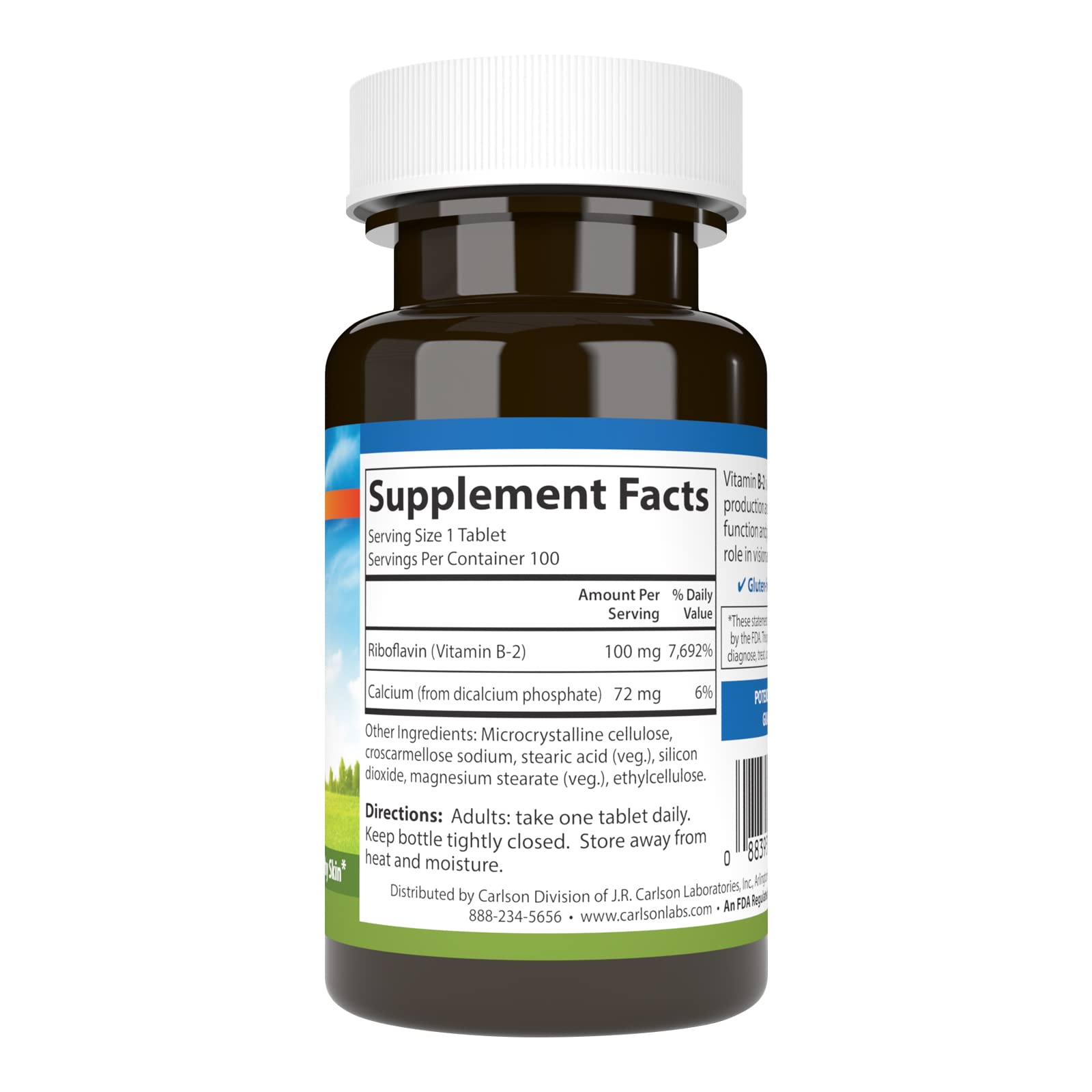Riboflavin (Vitamin B2) 100 mg label close-up