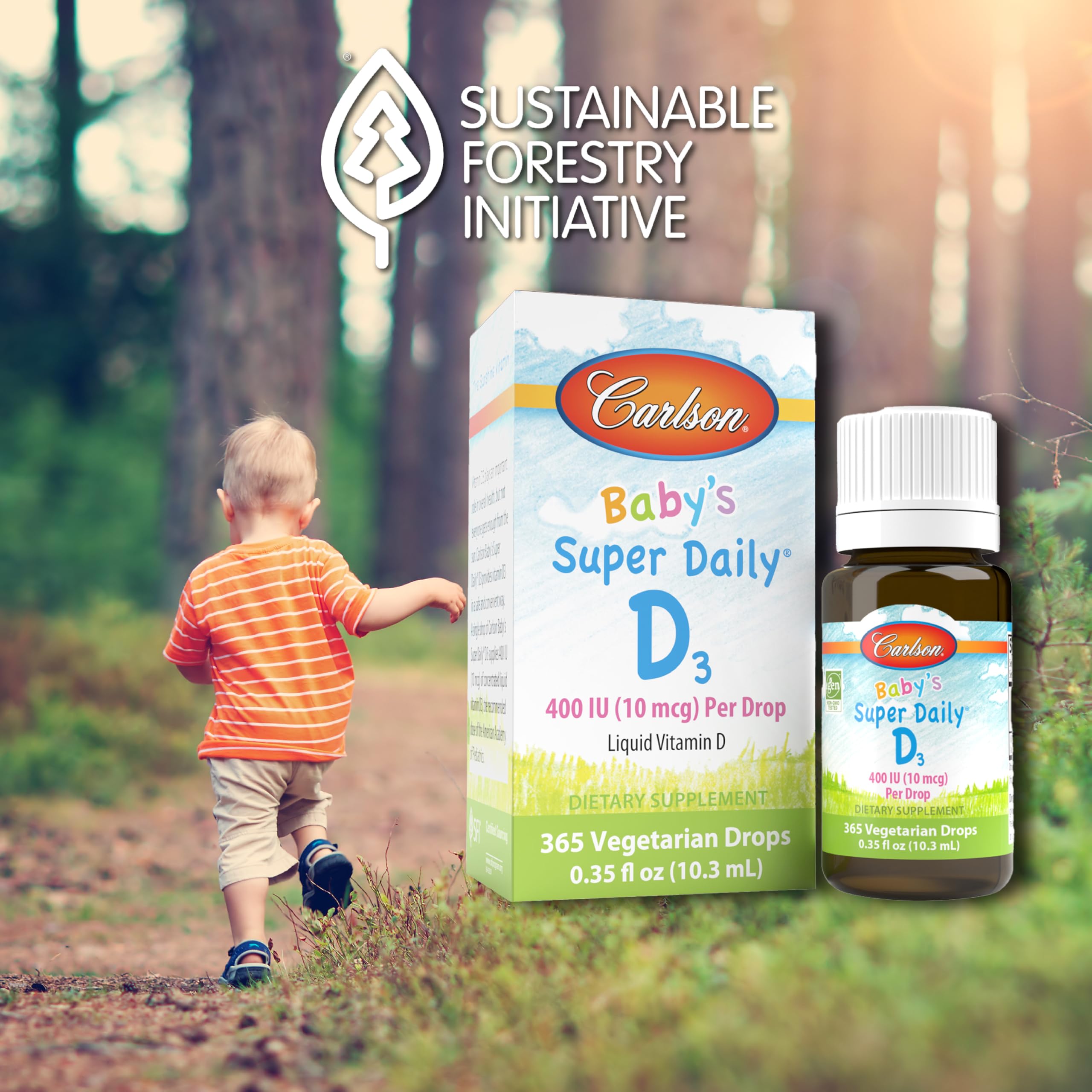 Unflavored liquid vitamin D drops for infants