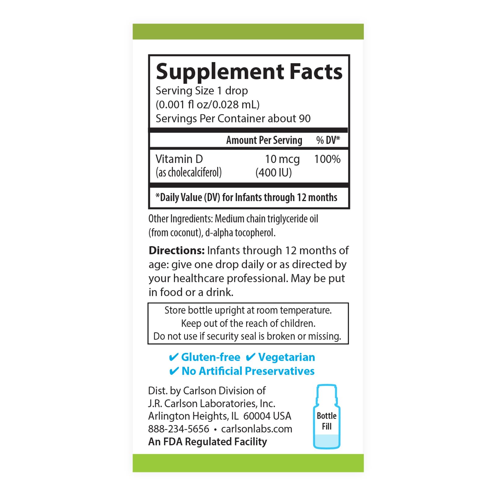 Dropper dispensing vitamin D3 into a bottle