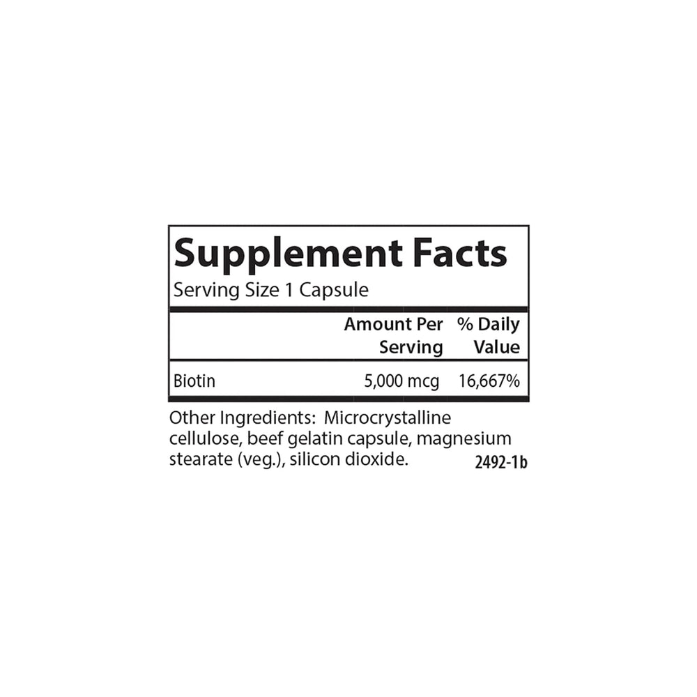 Biotin 5000 mcg capsules with glass of water