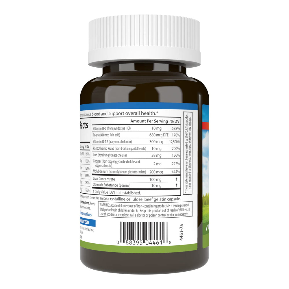 Capsules inside the Carlson Blood Nutrients bottle