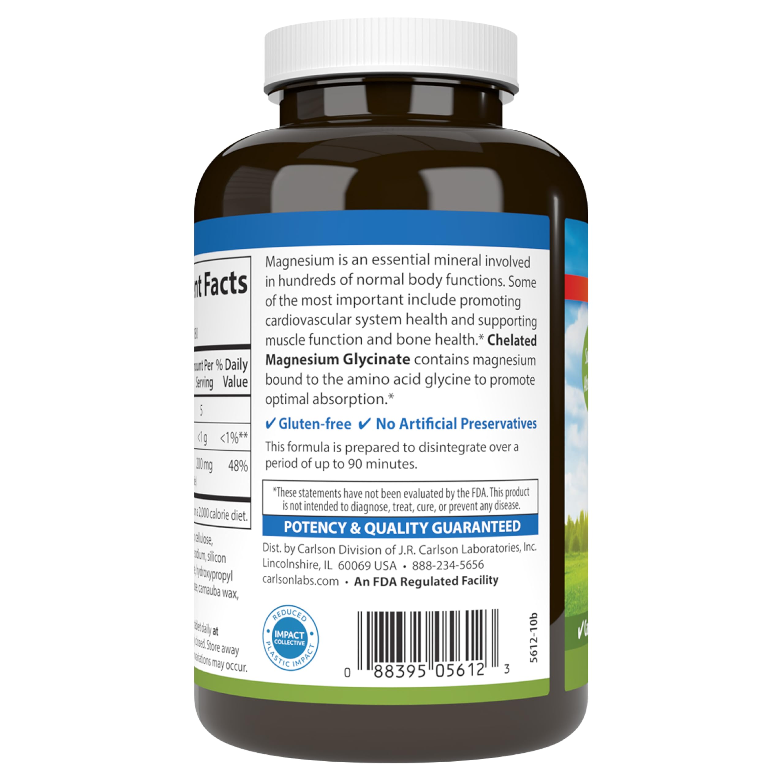 Carlson Chelated Magnesium packaging on display