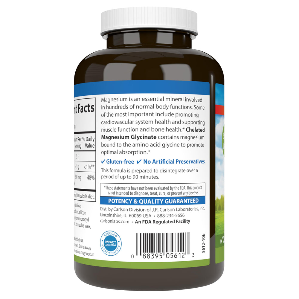 Carlson Chelated Magnesium packaging on display
