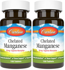 Carlson Chelated Manganese 20 mg bottle - front view