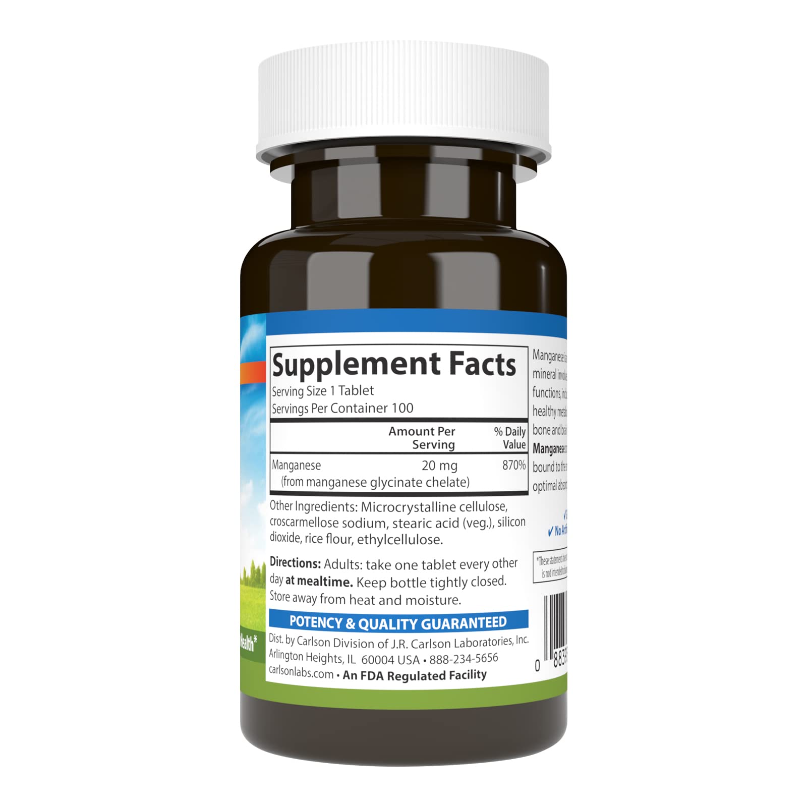 Supplement facts panel close-up