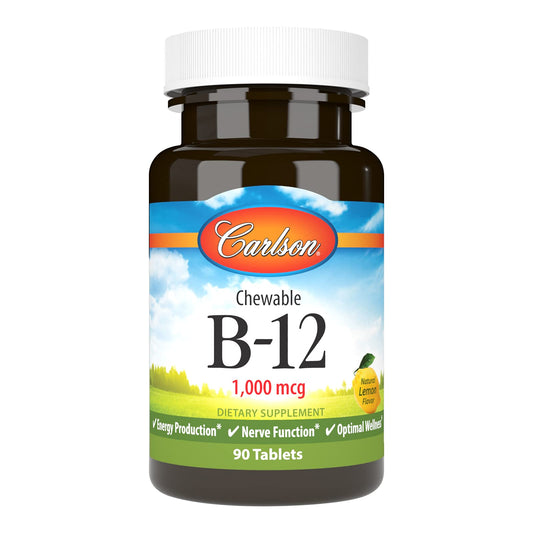 Carlson Chewable B-12 1000 mcg Lemon – 90 tablets, energy production