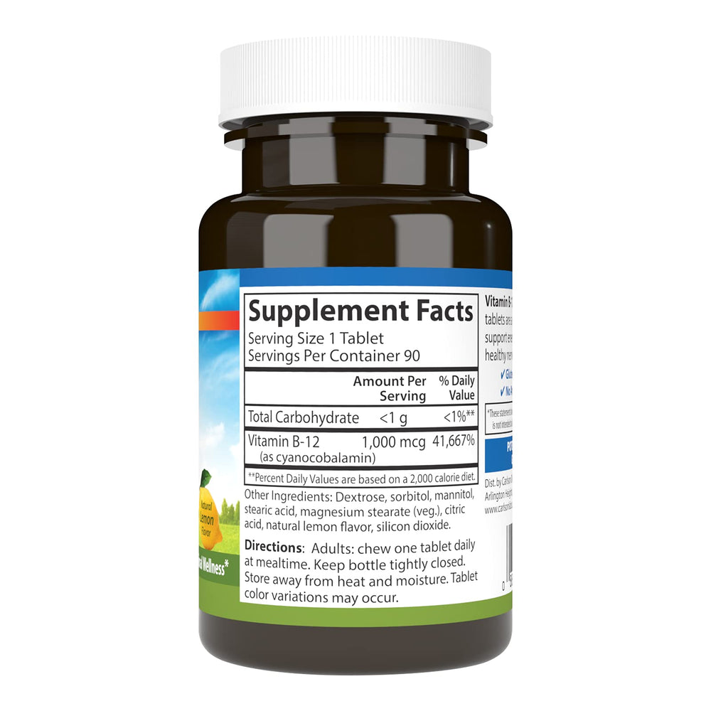 Vitamin B-12 1000 mcg chewables – supports nerve function and brain health
