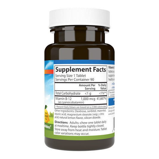 Vitamin B-12 1000 mcg chewables – supports nerve function and brain health