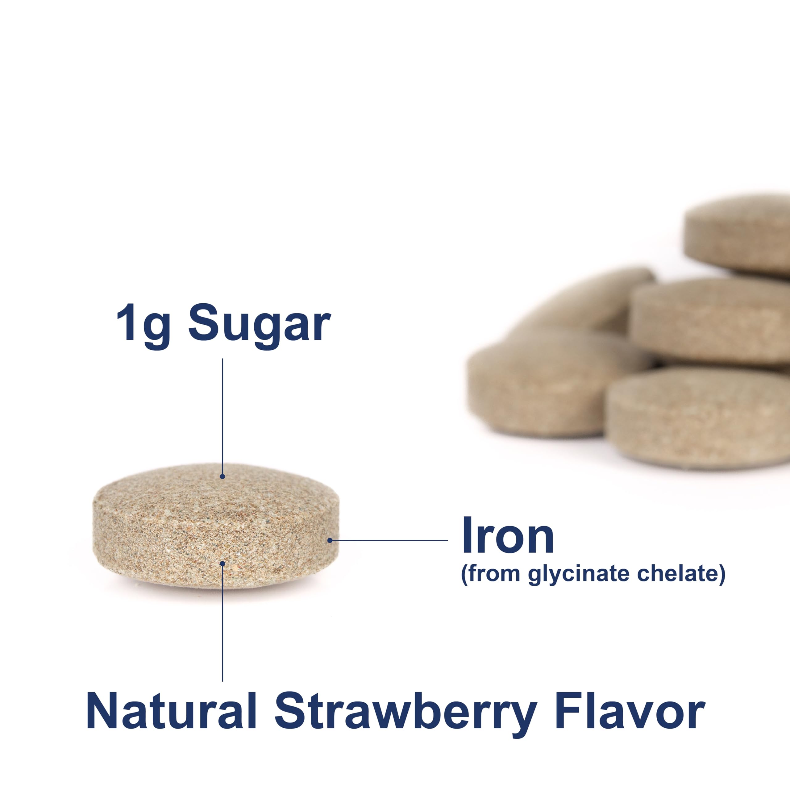 Close-up of Carlson Chewable Iron tablets