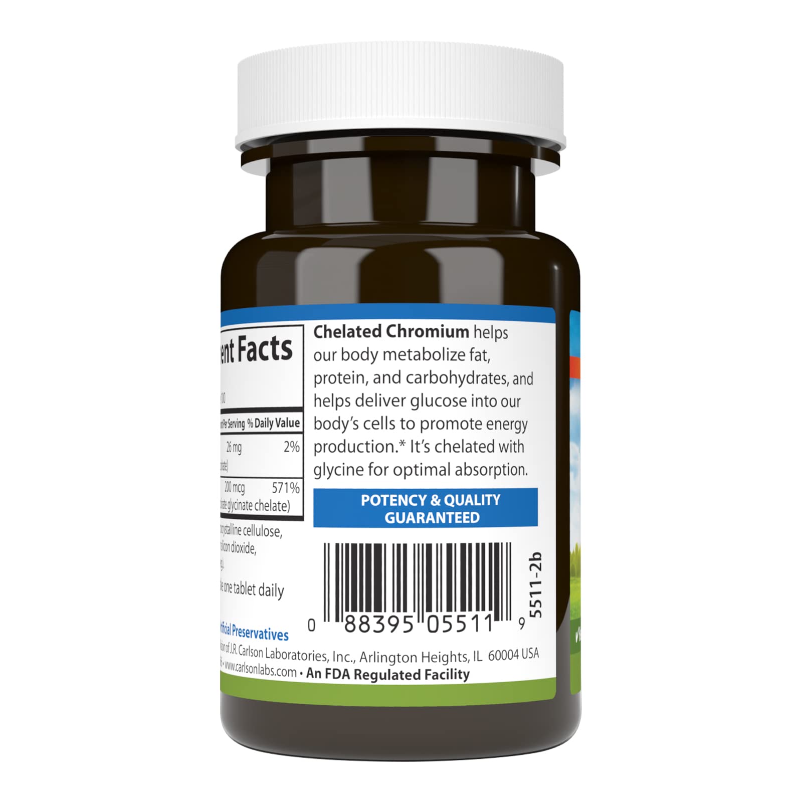 Ingredient panel on Carlson chromium bottle