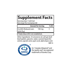 Softgels spilling from Carlson Co-QH2 Ubiquinol bottle