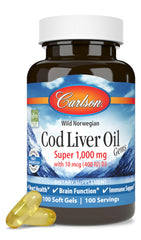 Hero image of Carlson Cod Liver Oil 1000 mg with vitamins A and D3, 100 softgels
