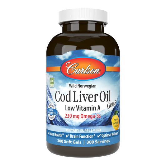 Carlson Cod Liver Oil Gems bottle with 300 softgels