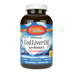Carlson Cod Liver Oil Gems bottle with 300 softgels