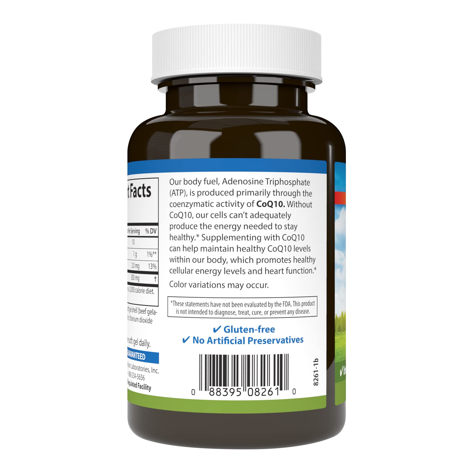 Carlson Co-Q10 bottle with label and cap