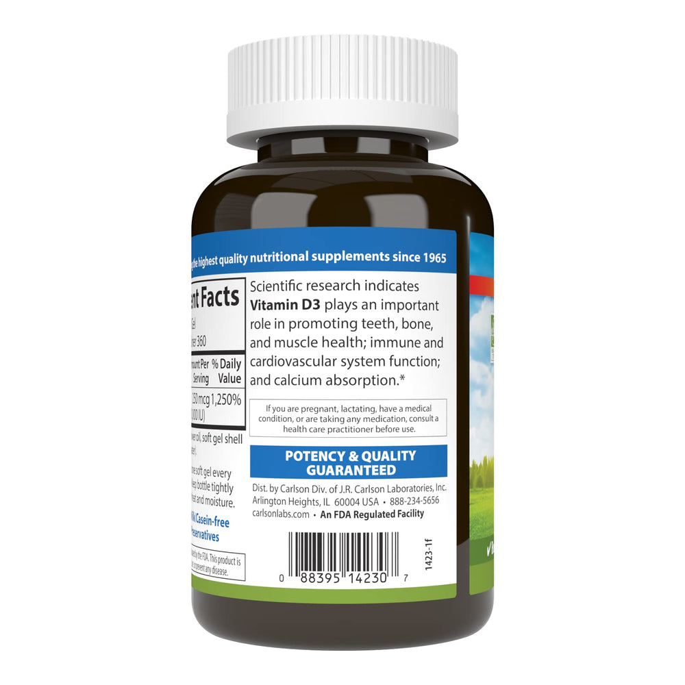 Carlson Vitamin D3 10,000 IU label