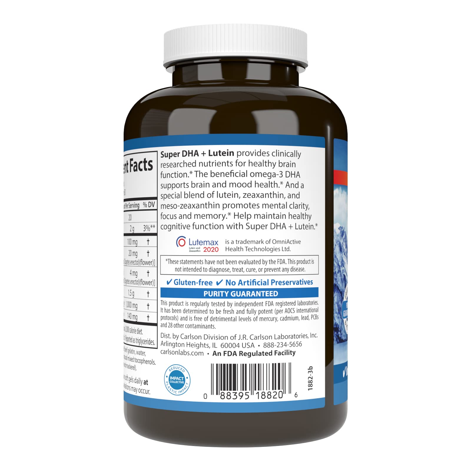 Nutritional highlights: 1,000 mg DHA and 20 mg lutein