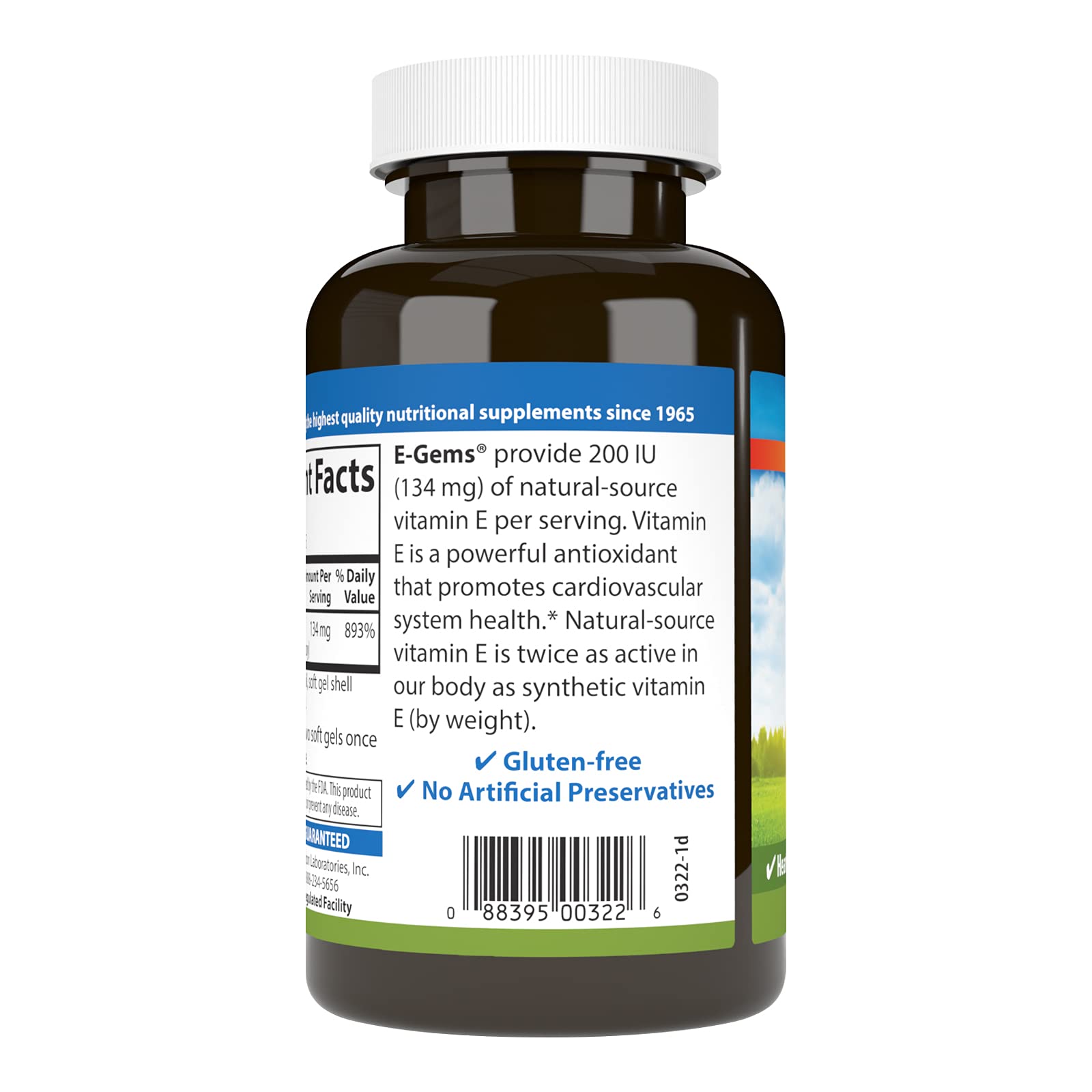 Close-up of Carlson E-Gems Vitamin E soft gels