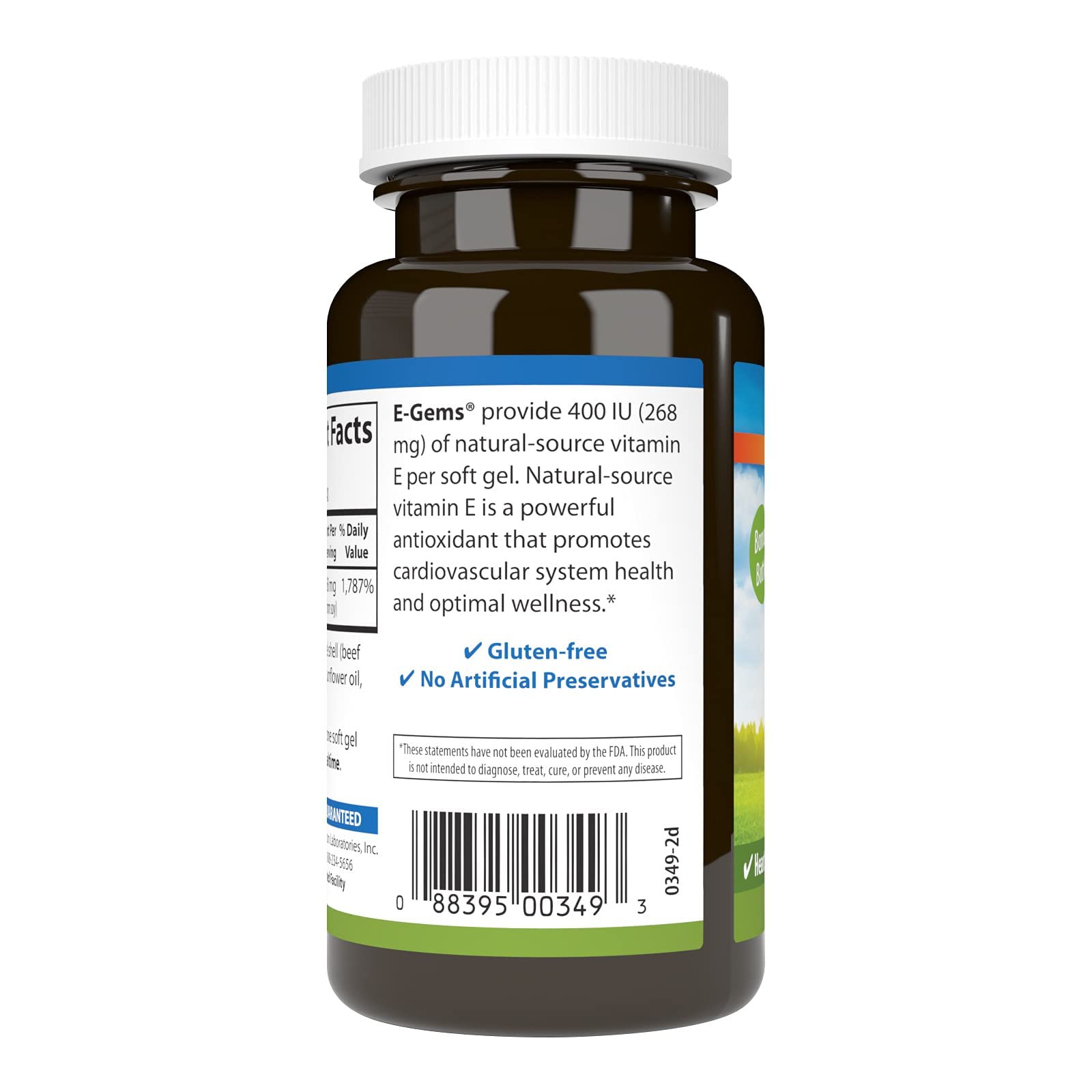 Natural-source Vitamin E label on Carlson bottle